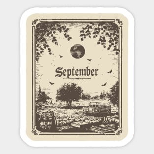 Vintage September Harvest Landscape Sticker